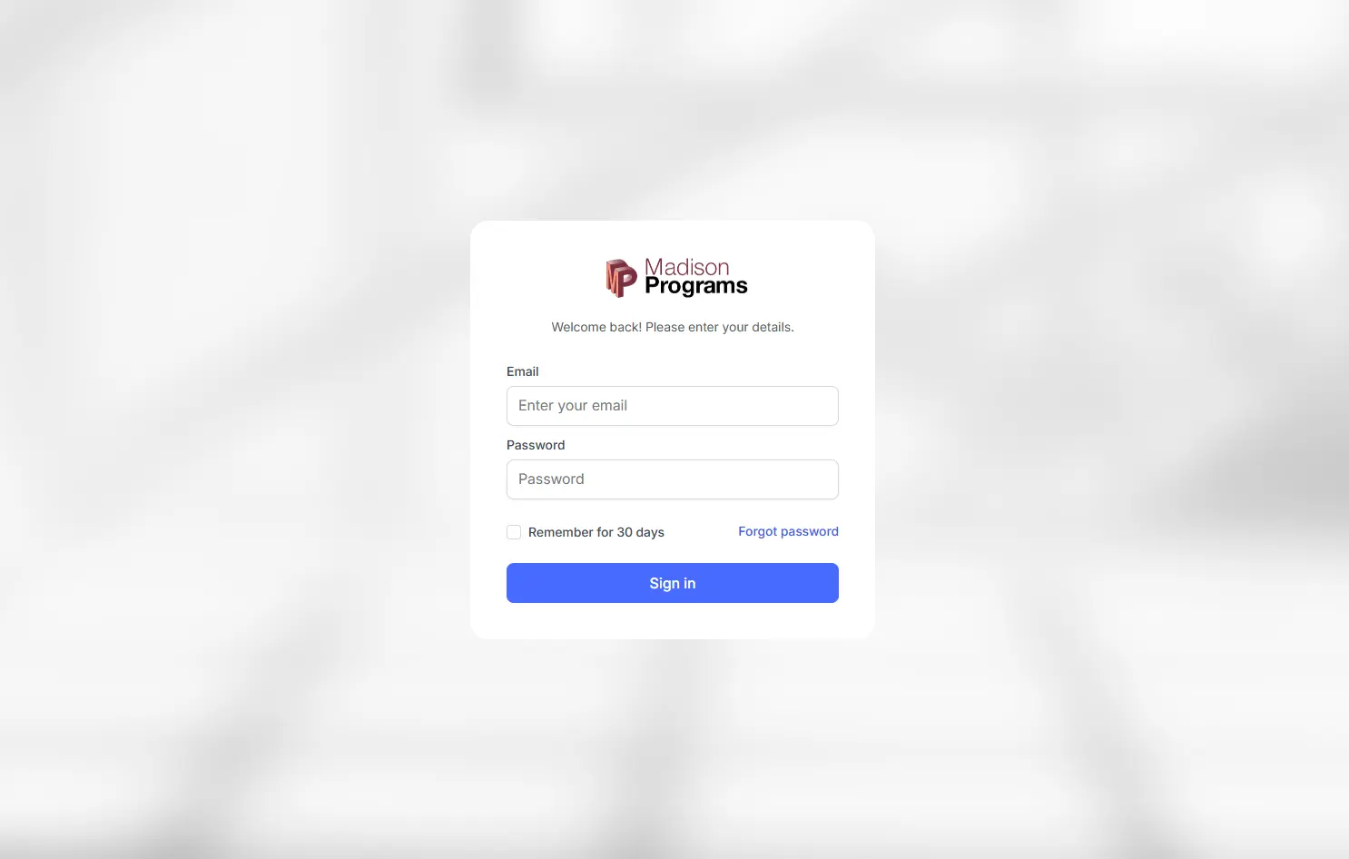 Madison Programs interface